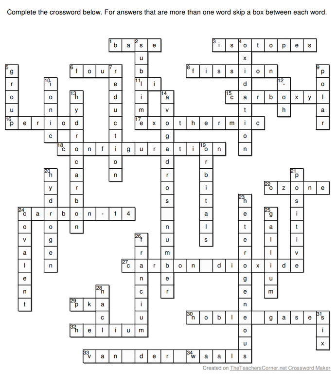 Answers to Crossword Periodical 2015